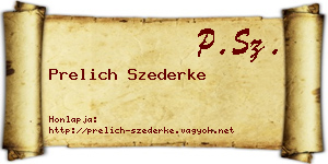 Prelich Szederke névjegykártya